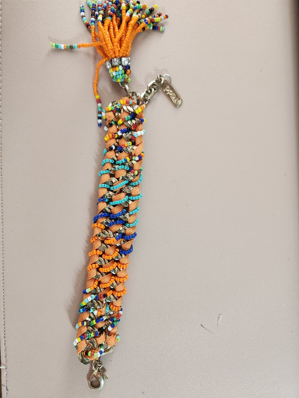 RADO Beaded Braided Bracelet with Orange, Turquoise & Royal Blue